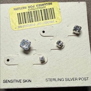Sterling Silver Post Earrings Set for Sensitive Skin